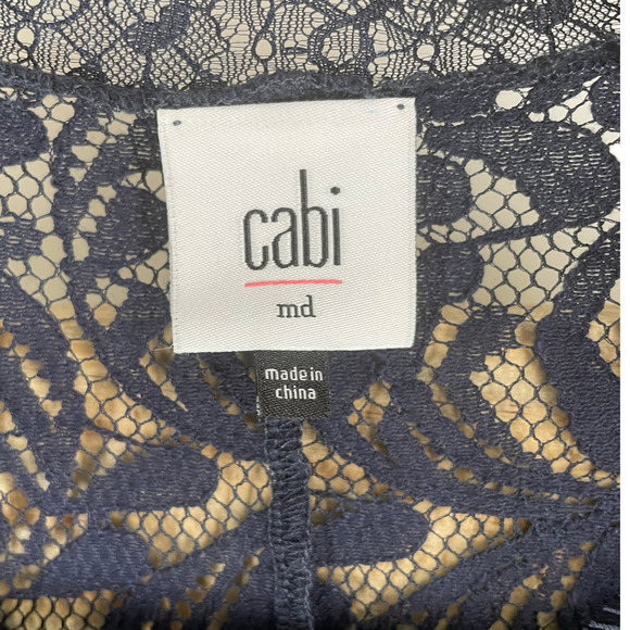 CABI NAVY BLUE LACE LONDON TOP #3073 SIZE MEDIUM - Picture 3 of 10